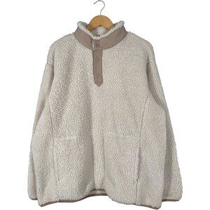 Uniqlo x White Mountaineering Oversized Fleece Half Snap Sweater White mens L